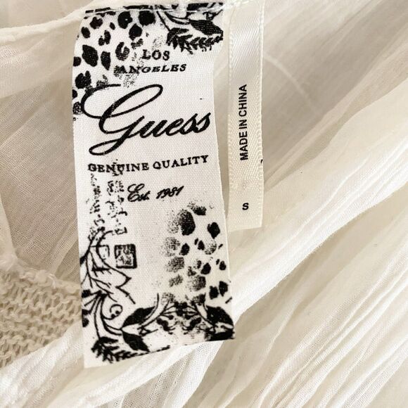 Guess Los Angeles Off-White Ivory Color Sheer Lace Sleeveless Top Small - Picture 3 of 8